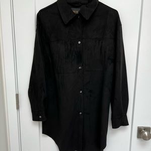 Suede Oversized Button Up